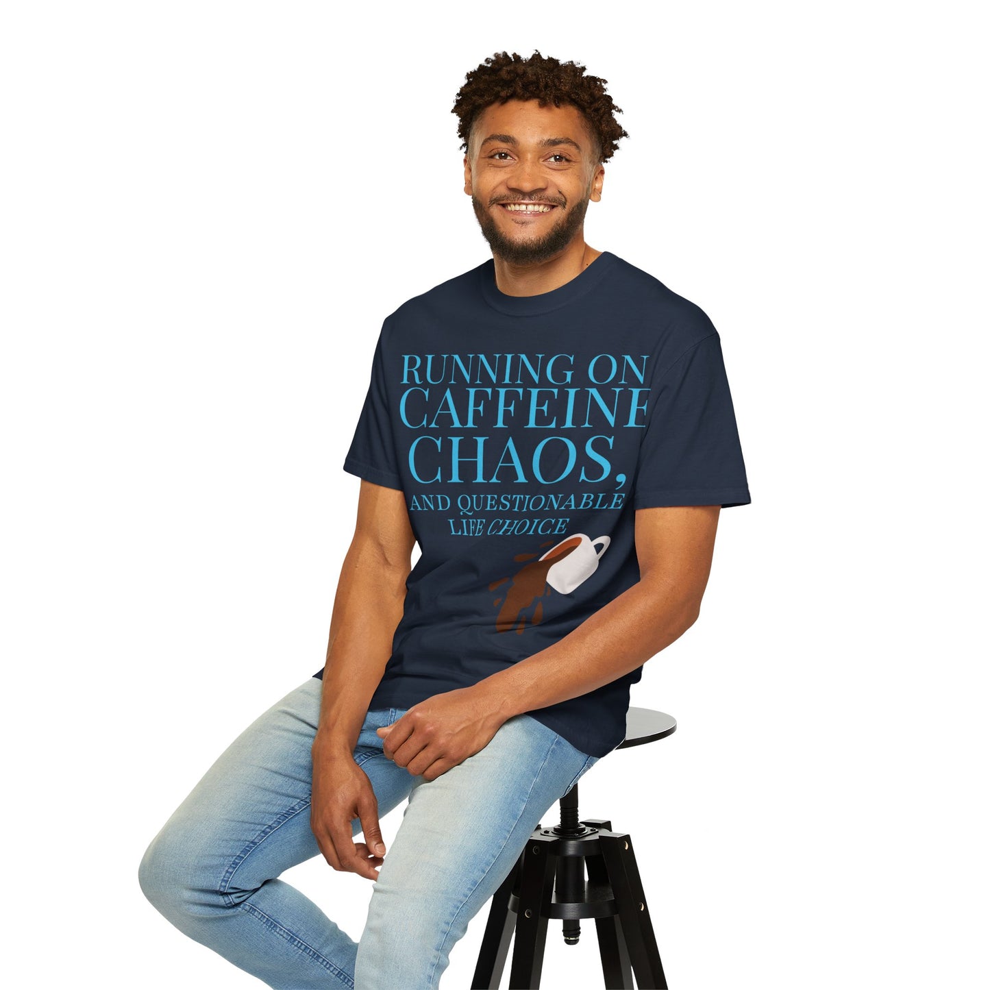 Unisex Caffeine Chaos T-Shirt, Funny Graphic Tee, Humor Shirt for Coffee Lovers, Gift for Baristas, Cute Casual Wear
