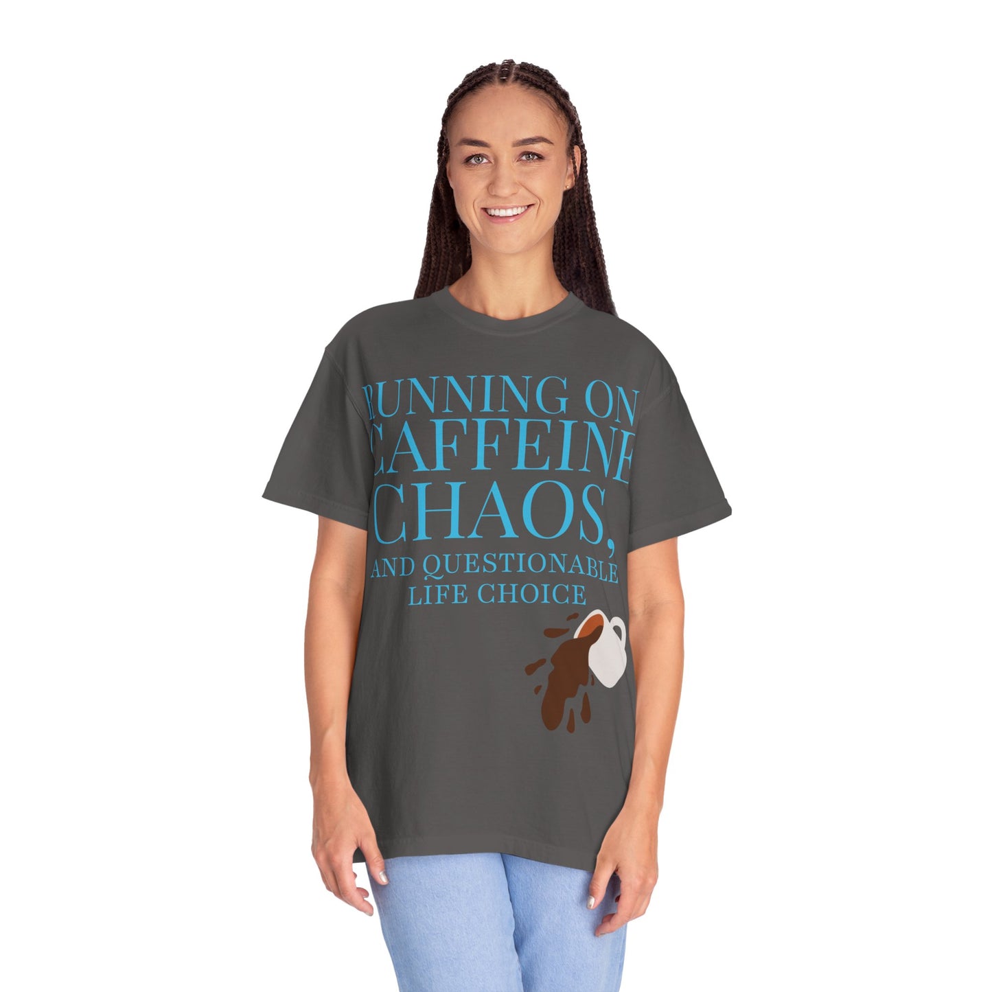 Unisex Caffeine Chaos T-Shirt, Funny Graphic Tee, Humor Shirt for Coffee Lovers, Gift for Baristas, Cute Casual Wear