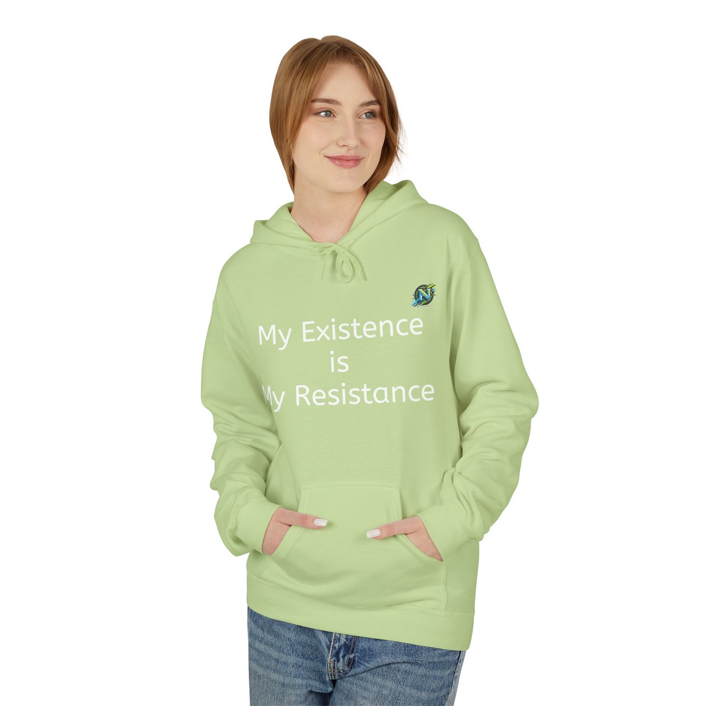 Empowering Fleece Hoodie - My Existence is My Resistance, Unisex Hoodie, Gift for Activists, Cozy Casual Wear, Inspirational Apparel