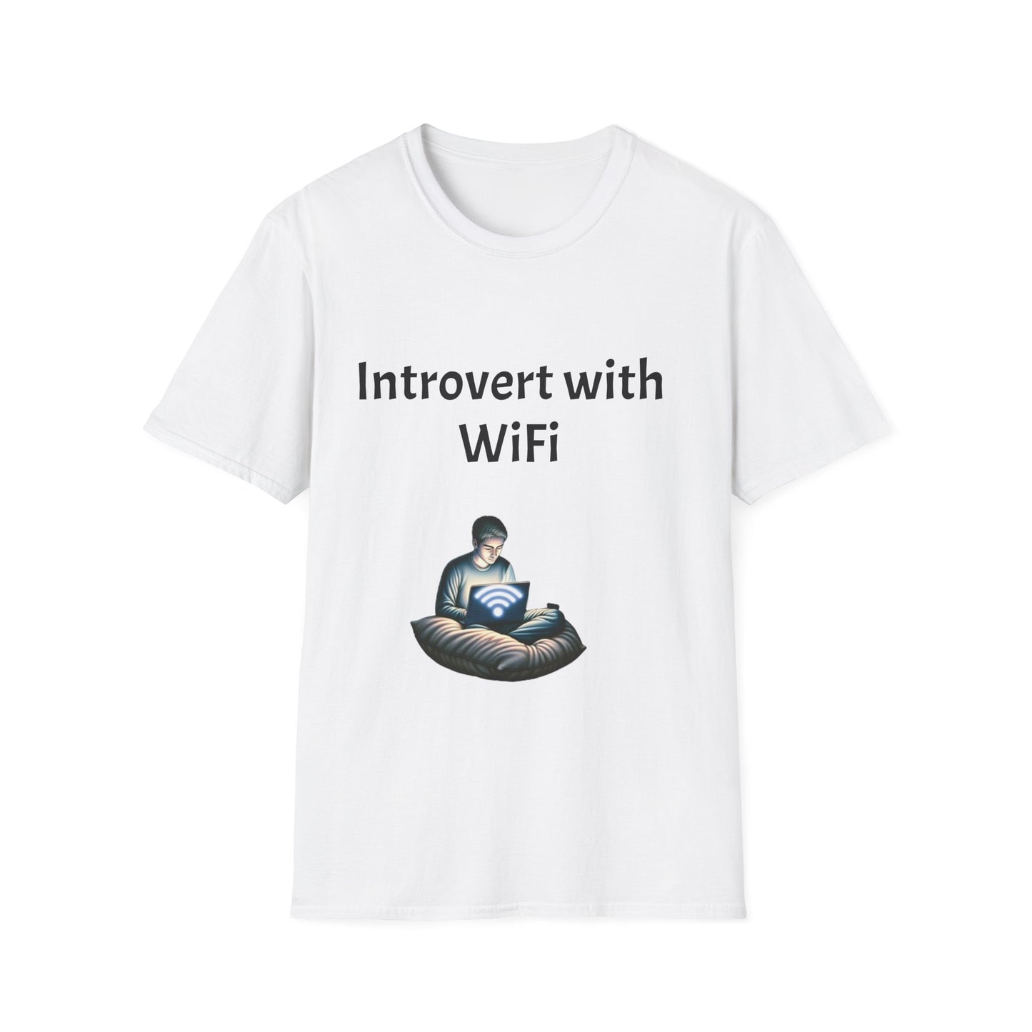 Unisex Introvert with WiFi T-Shirt - Cozy Gift for Introverts, Funny Quirky Tee for Homebodies, Perfect for Birthdays, Holidays, Casual Wear