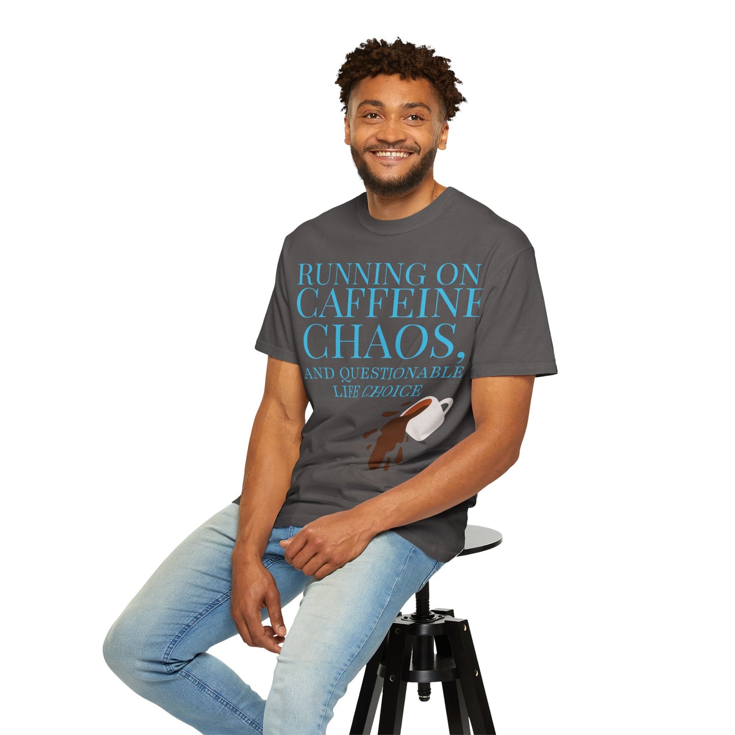 Unisex Caffeine Chaos T-Shirt, Funny Graphic Tee, Humor Shirt for Coffee Lovers, Gift for Baristas, Cute Casual Wear