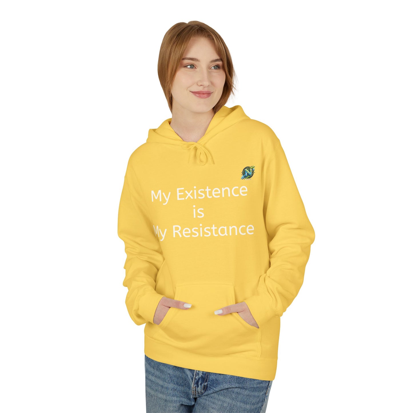 Empowering Fleece Hoodie - My Existence is My Resistance, Unisex Hoodie, Gift for Activists, Cozy Casual Wear, Inspirational Apparel