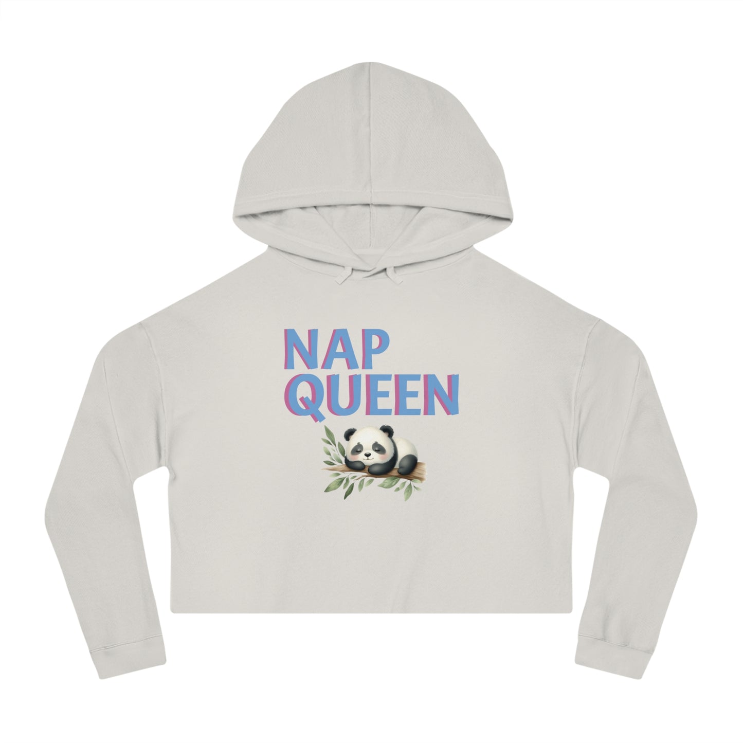 Cropped Sweatshirt with Panda Design - Nap Queen Hoodie, Cozy Lounge Wear, Cute Gift for Her, Relaxation Apparel, Pajama Set