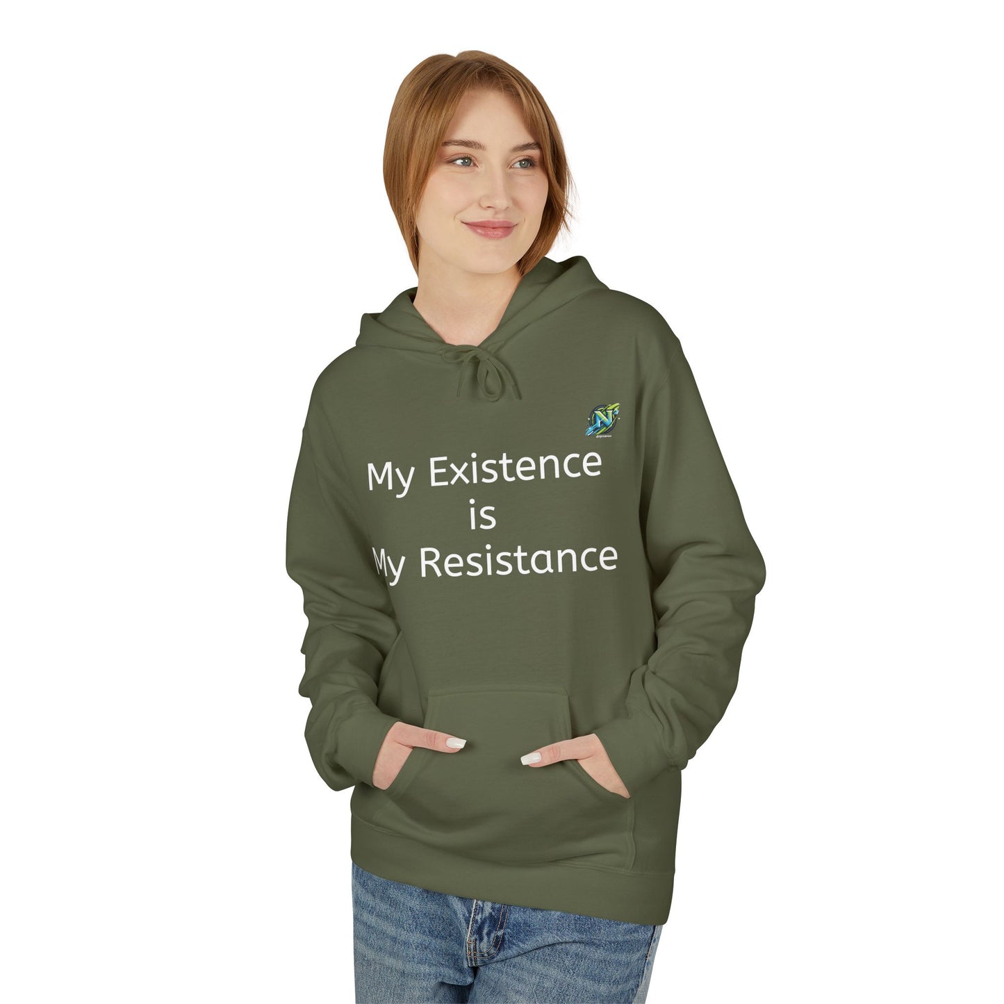 Empowering Fleece Hoodie - My Existence is My Resistance, Unisex Hoodie, Gift for Activists, Cozy Casual Wear, Inspirational Apparel