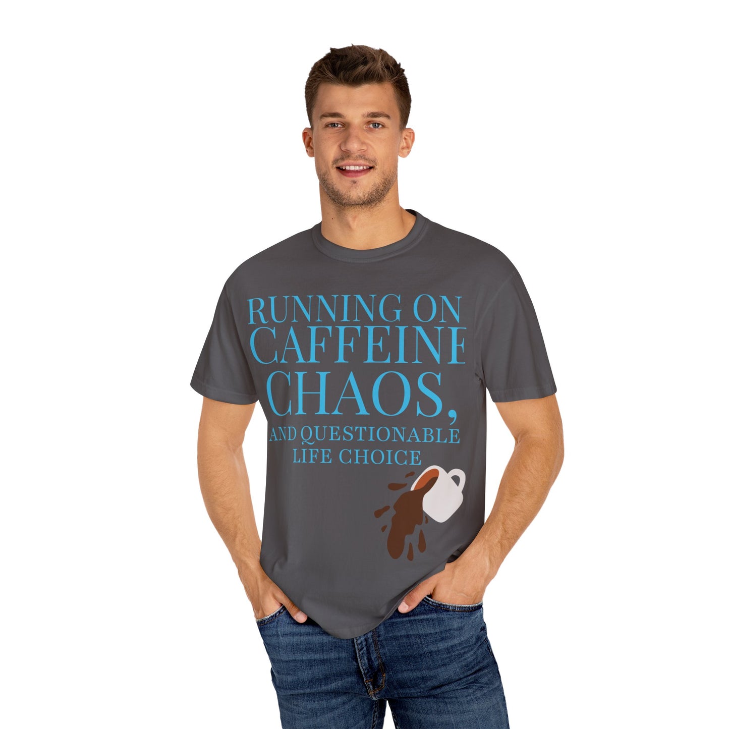 Unisex Caffeine Chaos T-Shirt, Funny Graphic Tee, Humor Shirt for Coffee Lovers, Gift for Baristas, Cute Casual Wear