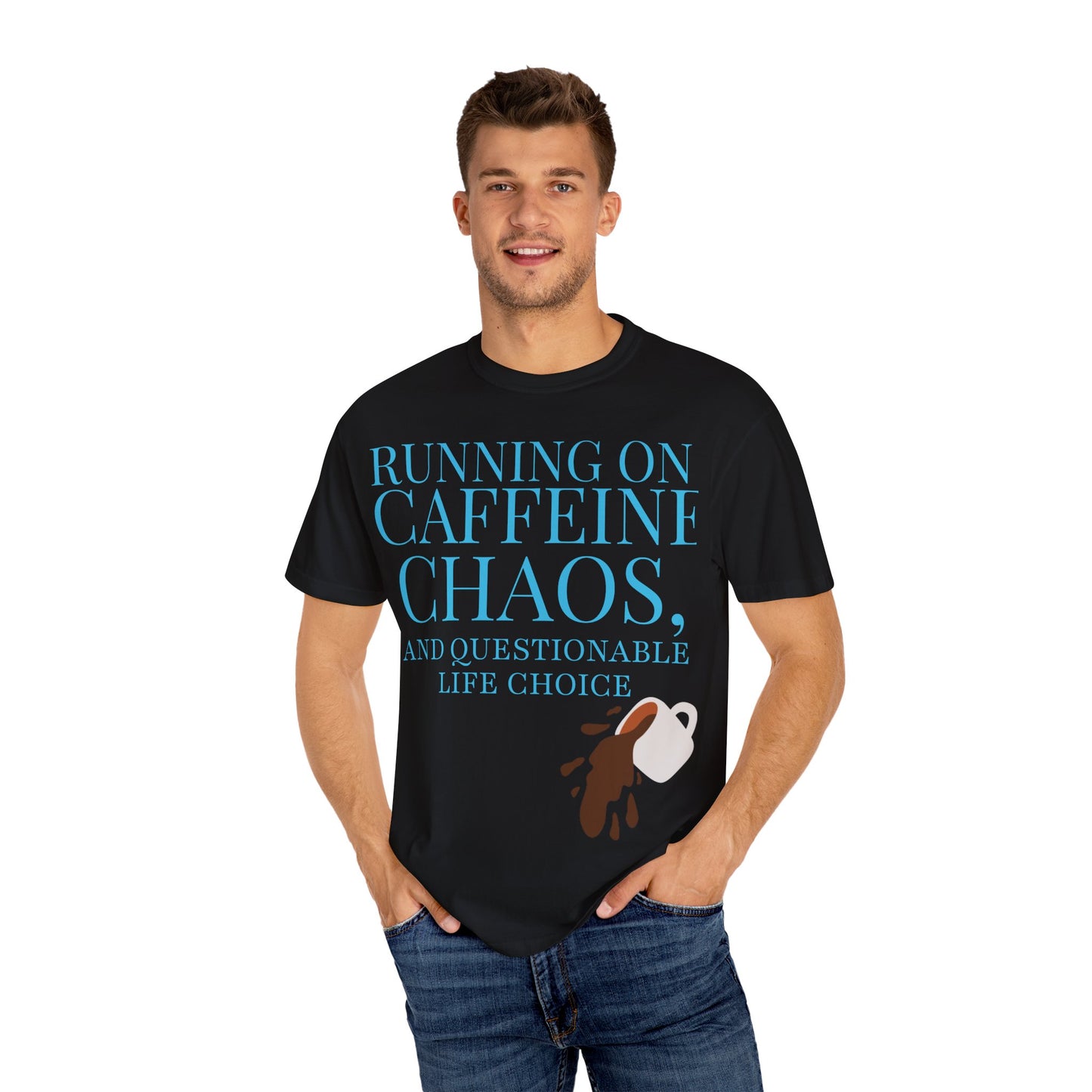 Unisex Caffeine Chaos T-Shirt, Funny Graphic Tee, Humor Shirt for Coffee Lovers, Gift for Baristas, Cute Casual Wear