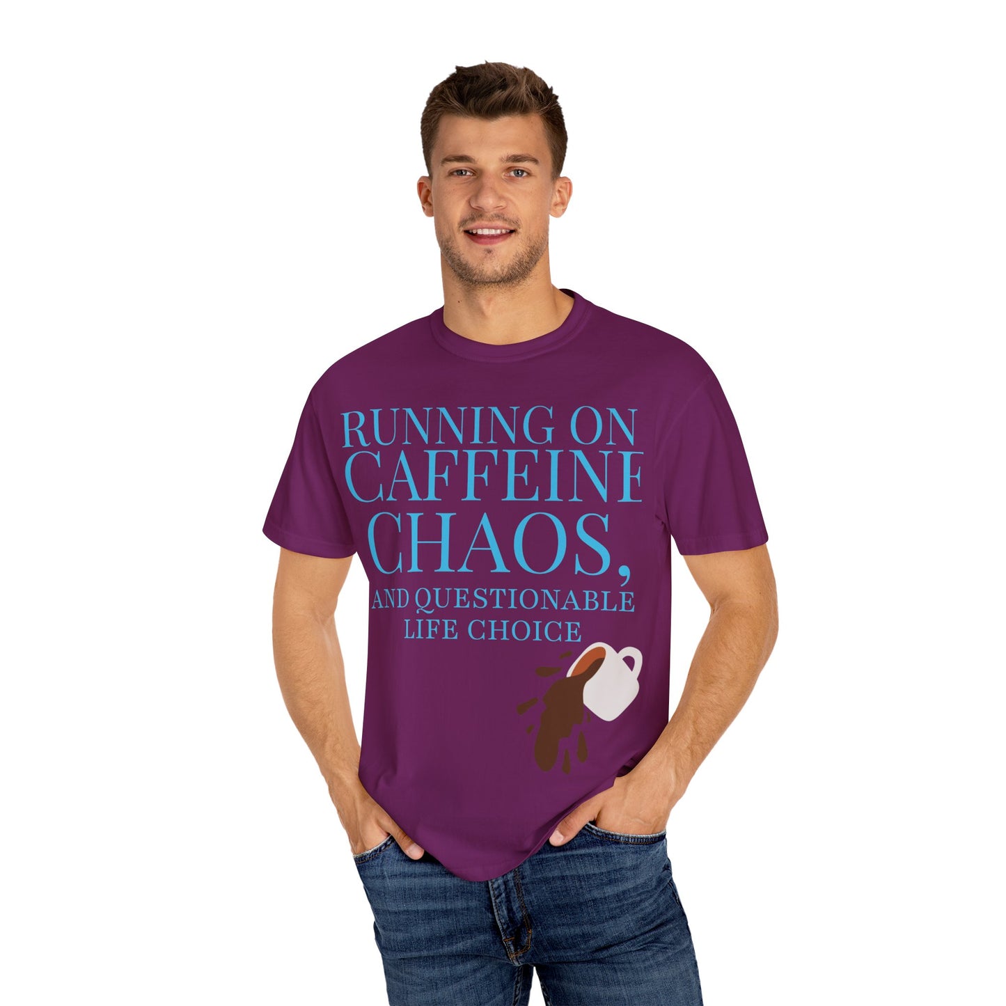 Unisex Caffeine Chaos T-Shirt, Funny Graphic Tee, Humor Shirt for Coffee Lovers, Gift for Baristas, Cute Casual Wear