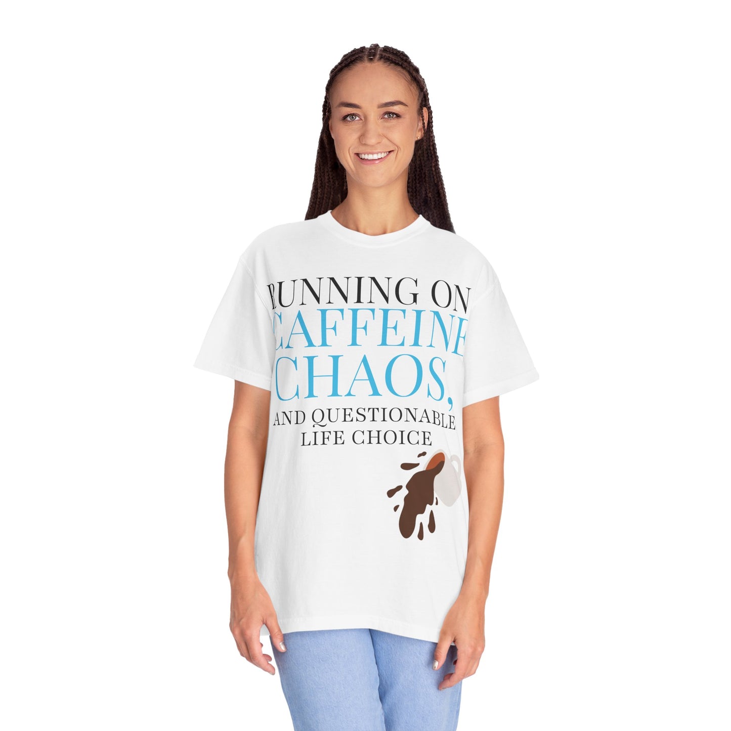 Unisex Caffeine Chaos T-Shirt, Funny Graphic Tee, Humor Shirt for Coffee Lovers, Gift for Baristas, Cute Casual Wear