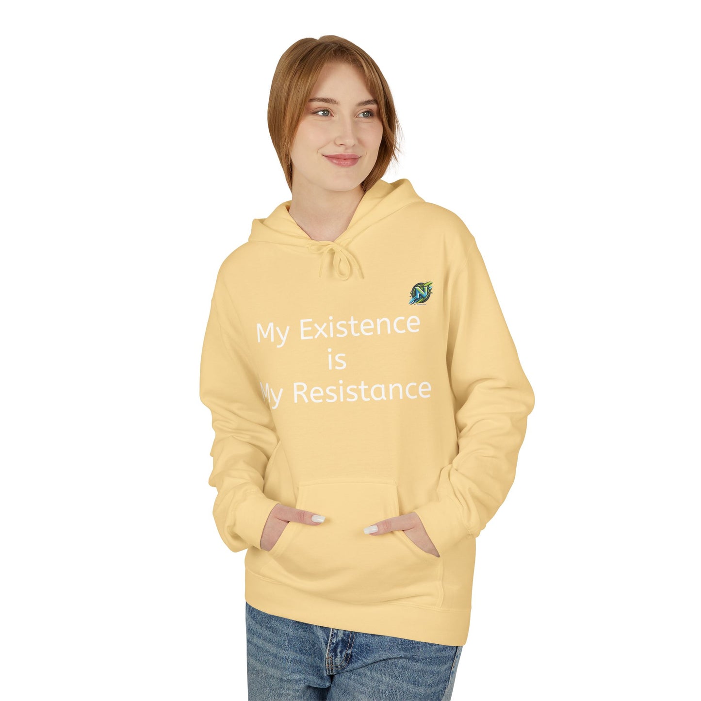 Empowering Fleece Hoodie - My Existence is My Resistance, Unisex Hoodie, Gift for Activists, Cozy Casual Wear, Inspirational Apparel