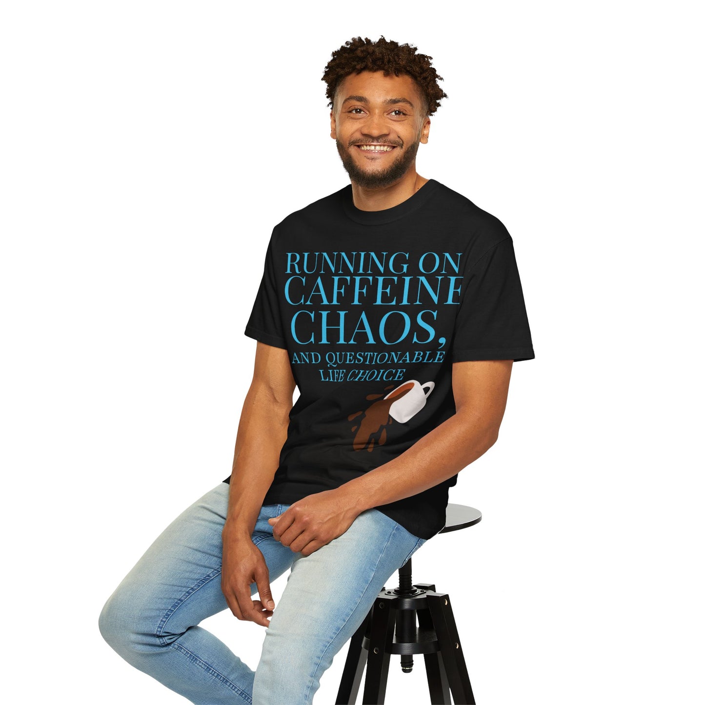 Unisex Caffeine Chaos T-Shirt, Funny Graphic Tee, Humor Shirt for Coffee Lovers, Gift for Baristas, Cute Casual Wear