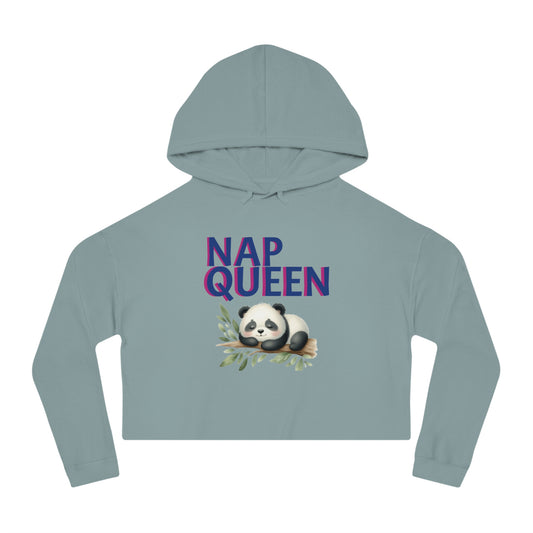 Cropped Sweatshirt with Panda Design - Nap Queen Hoodie, Cozy Lounge Wear, Cute Gift for Her, Relaxation Apparel, Pajama Set