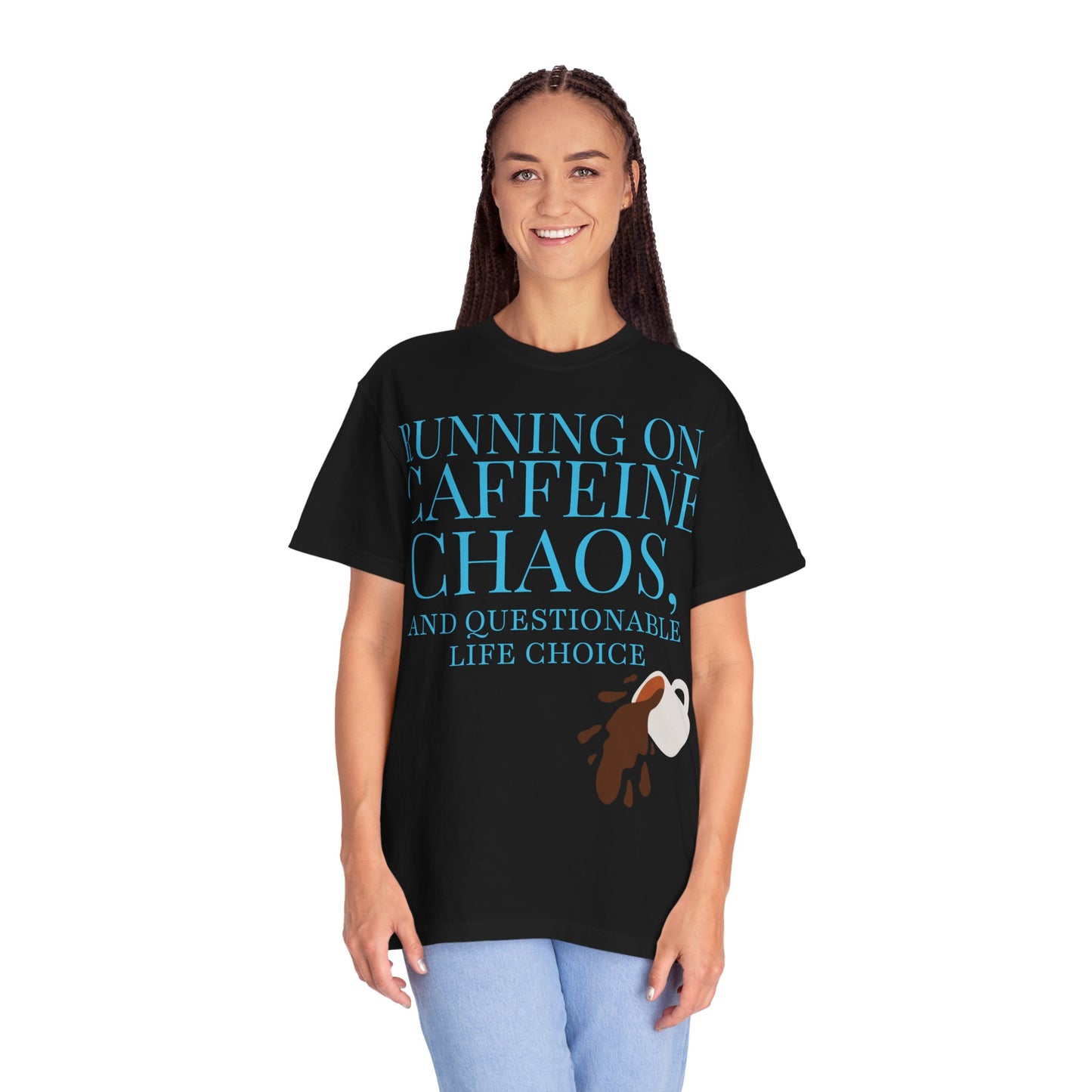 Unisex Caffeine Chaos T-Shirt, Funny Graphic Tee, Humor Shirt for Coffee Lovers, Gift for Baristas, Cute Casual Wear