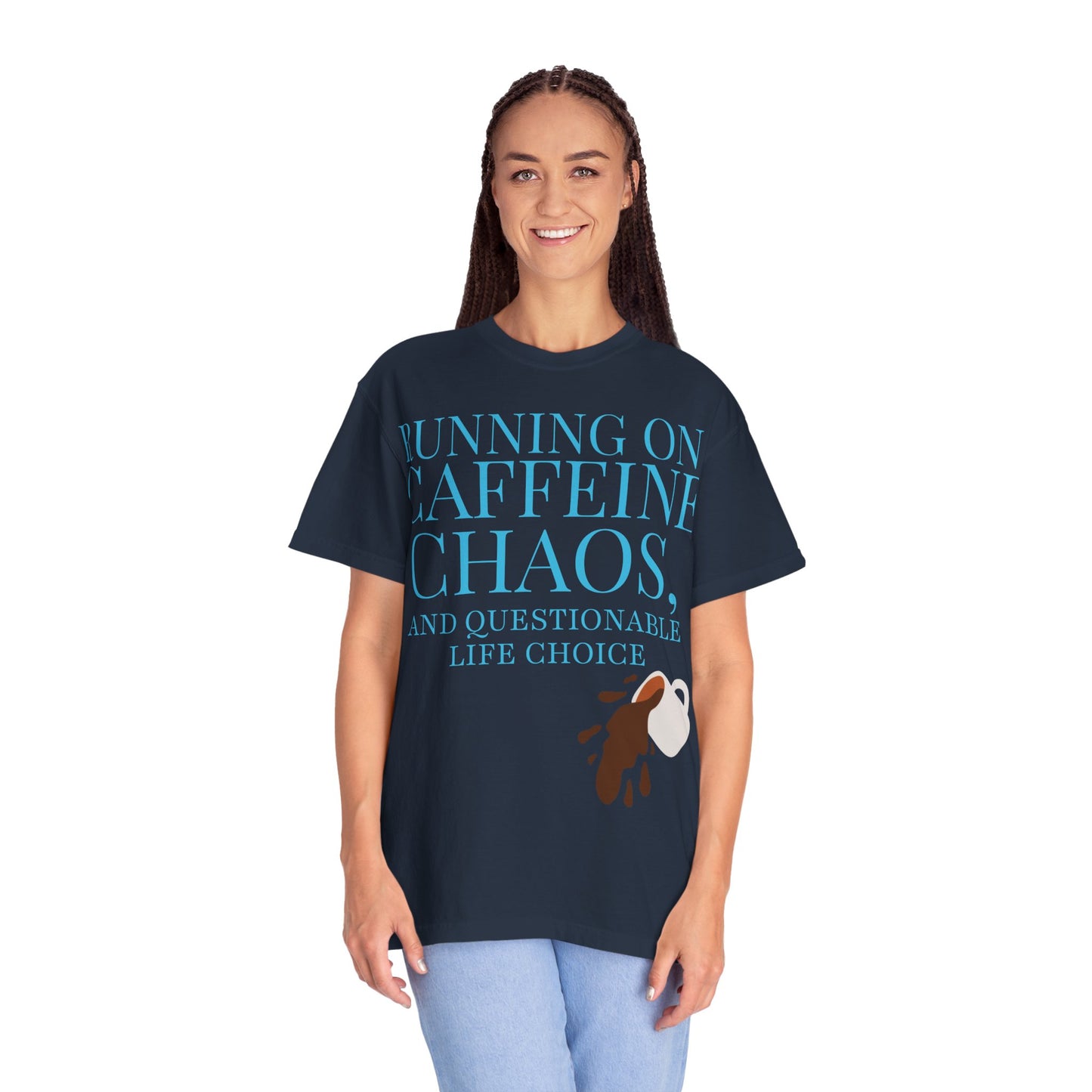 Unisex Caffeine Chaos T-Shirt, Funny Graphic Tee, Humor Shirt for Coffee Lovers, Gift for Baristas, Cute Casual Wear