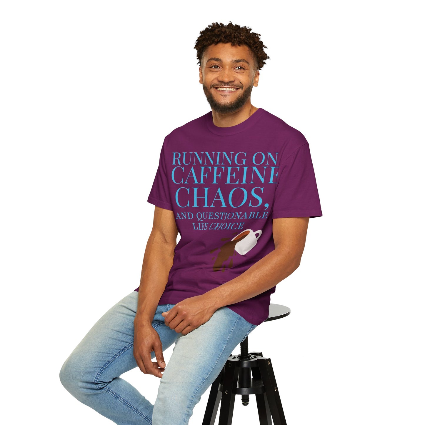 Unisex Caffeine Chaos T-Shirt, Funny Graphic Tee, Humor Shirt for Coffee Lovers, Gift for Baristas, Cute Casual Wear