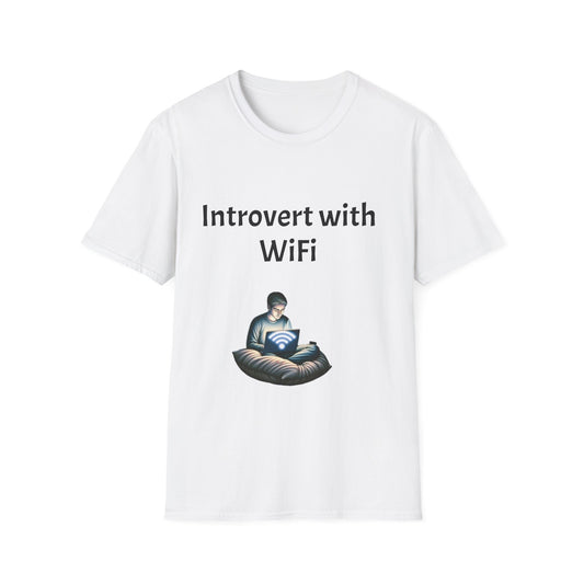 Unisex Introvert with WiFi T-Shirt - Cozy Gift for Introverts, Funny Quirky Tee for Homebodies, Perfect for Birthdays, Holidays, Casual Wear
