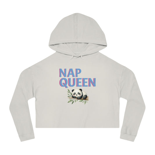 Cropped Sweatshirt with Panda Design - Nap Queen Hoodie, Cozy Lounge Wear, Cute Gift for Her, Relaxation Apparel, Pajama Set