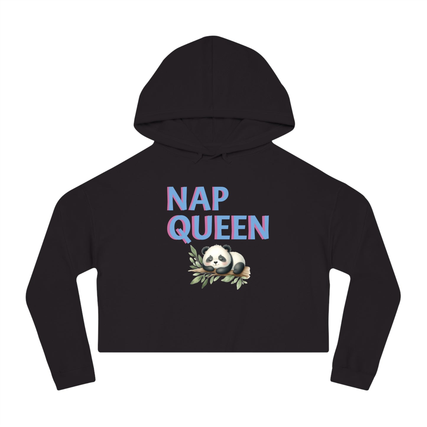 Cropped Sweatshirt with Panda Design - Nap Queen Hoodie, Cozy Lounge Wear, Cute Gift for Her, Relaxation Apparel, Pajama Set